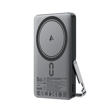 Зовнішній акумулятор ACEFAST M16-5000 PD18W ultra-thin magnetic wireless charging power bank with stand Black 694885249 фото