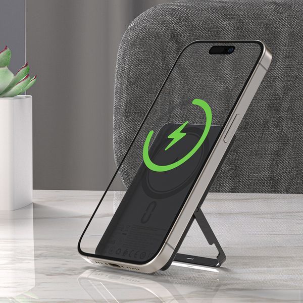 Зовнішній акумулятор ACEFAST M16-5000 PD18W ultra-thin magnetic wireless charging power bank with stand Black 694885249 фото
