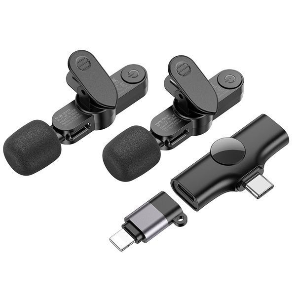 Бездротова мікрофонна система BOROFONE BFK12 Trophy lavalier dual-mic (iP/Type-C) Black 873084720 фото