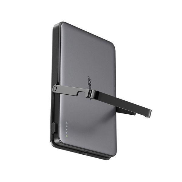 Зовнішній акумулятор ACEFAST M16-5000 PD18W ultra-thin magnetic wireless charging power bank with stand Black 694885249 фото