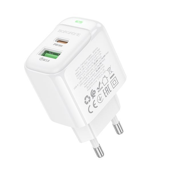 Мережевий зарядний пристрій BOROFONE BAS45A Potential PD30W+QC3.0 charger(EU) White 751252097 фото