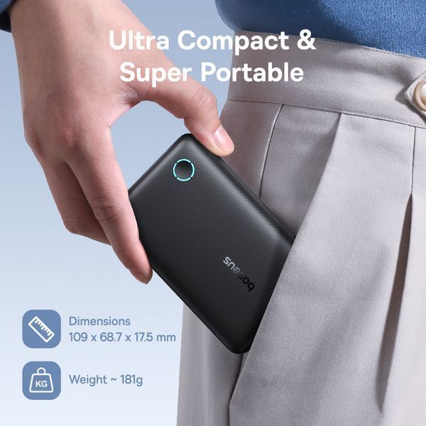 Зовнішній акумулятор Baseus EnerFill FP11 Power Bank 10000mAh 15W Cosmic Black (Includes Simple Type-C to Type-C Cable 20V/3A 30cm Black) 400726761 фото