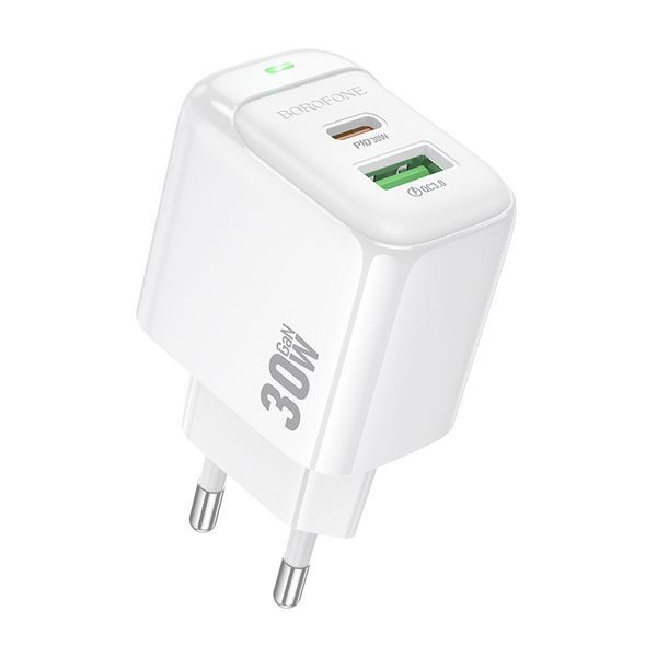 Мережевий зарядний пристрій BOROFONE BAS45A Potential PD30W+QC3.0 charger(EU) White 751252097 фото