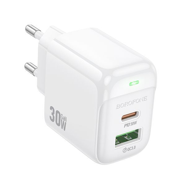 Мережевий зарядний пристрій BOROFONE BAS45A Potential PD30W+QC3.0 charger(EU) White 751252097 фото