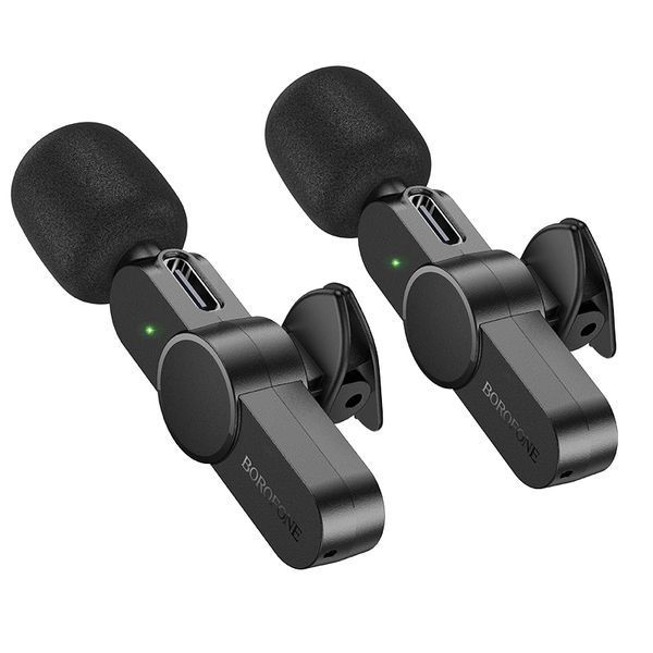 Бездротова мікрофонна система BOROFONE BFK12 Trophy lavalier dual-mic (iP/Type-C) Black 873084720 фото