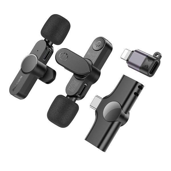 Бездротова мікрофонна система BOROFONE BFK12 Trophy lavalier dual-mic (iP/Type-C) Black 873084720 фото