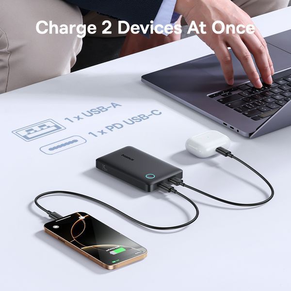 Зовнішній акумулятор Baseus EnerFill FP11 Power Bank 10000mAh 15W Cosmic Black (Includes Simple Type-C to Type-C Cable 20V/3A 30cm Black) 400726761 фото