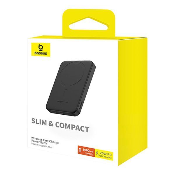 Зовнішній акумулятор Baseus Magnetic Mini Wireless Fast Charge Power Bank 5000mAh 20W Cluster Black（With Simple Series Charging Cable Type-C to Type-C 116437618 фото