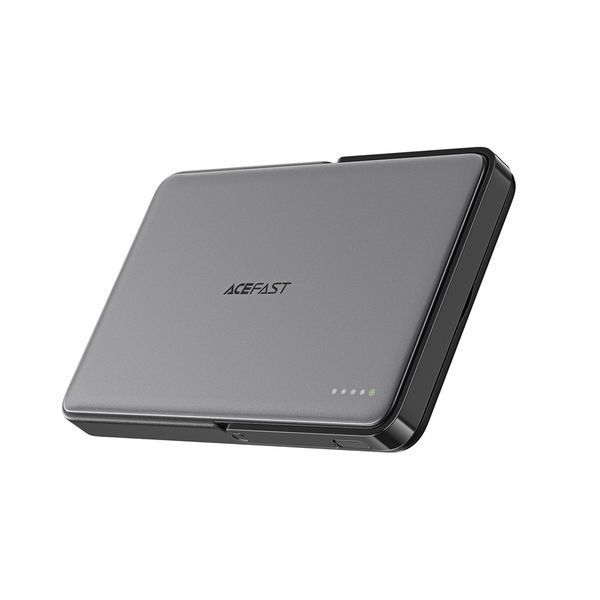 Зовнішній акумулятор ACEFAST M16-5000 PD18W ultra-thin magnetic wireless charging power bank with stand Black 694885249 фото