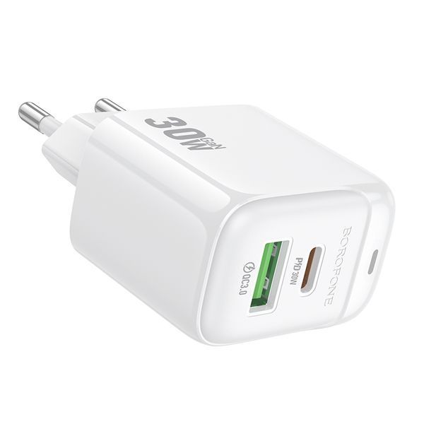 Мережевий зарядний пристрій BOROFONE BAS45A Potential PD30W+QC3.0 charger(EU) White 751252097 фото