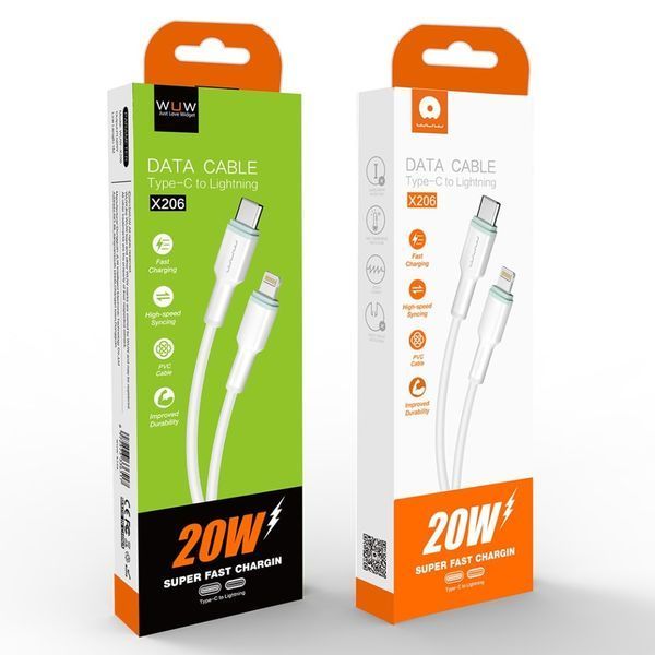 Кабель WUW-X206 Type-C to Lightning PD20W 1m white 263592139 фото