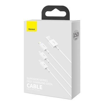 Кабель Baseus Superior Series USB to M+L+C 3.5A 1.5m White 481672552 фото