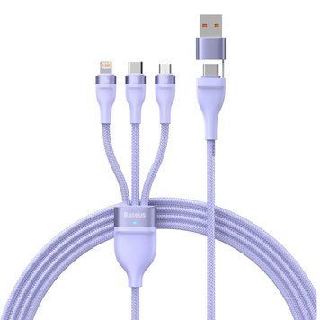 Кабель Baseus Flash Series Ⅱ Two-for-three Charging Cable U+C to M+L+C 100W 1.2m Purple 105968552 фото