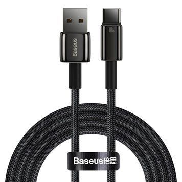 Кабель Baseus Tungsten Gold Fast Charging Data Cable USB to Type-C 100W 1m Black 108243122 фото