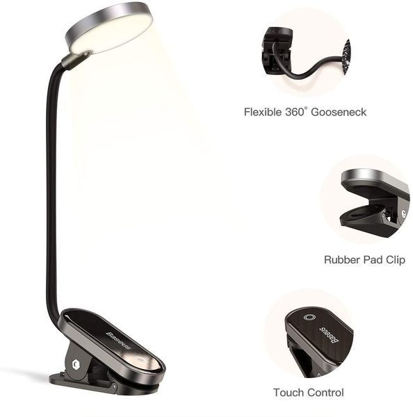 Светильник Baseus Comfort Reading Mini Clip Lamp Dark Gray 120172303 фото