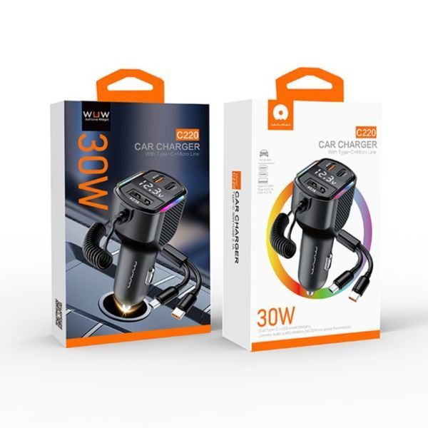 АЗП з FM-модулятором WUW-C220 Black 125777394 фото