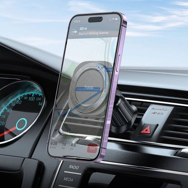 Автотримач для телефона HOCO H28 Rainbow ring magnetic car holder(air outlet) Black 927681219 фото