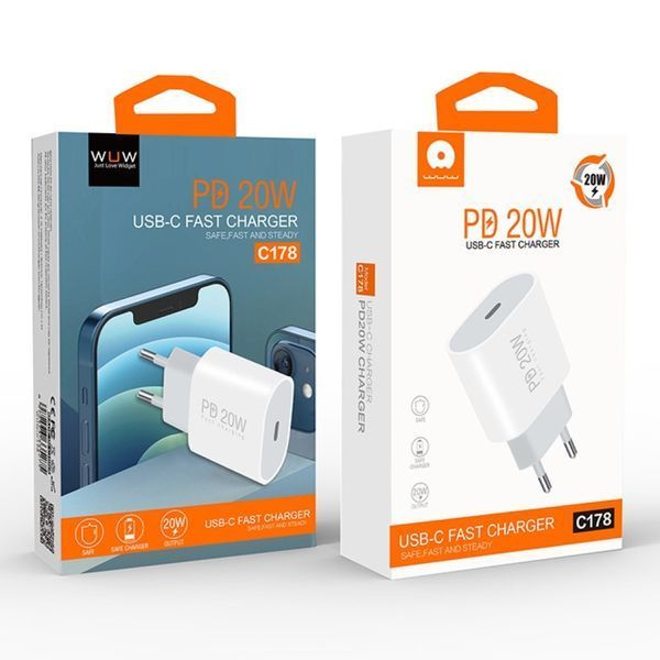 Мережевий зарядний пристрій WUW-C178 1Type-C PD20W white 843479403 фото