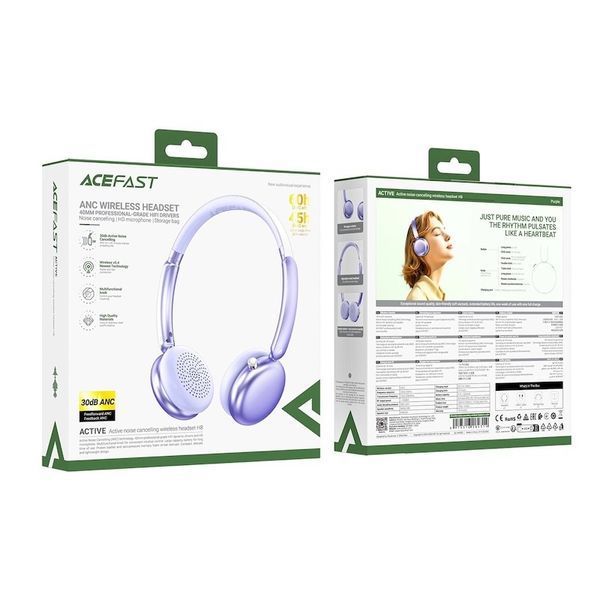 Бездротові накладні навушники ACEFAST H8 active noise cancelling wireless headset Silver 138393745 фото