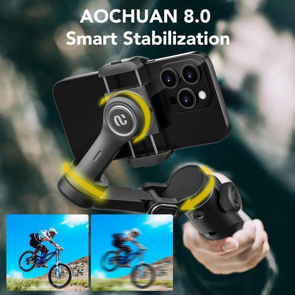 Триосьовий стабілізатор AOCHUAN Professional Gimbal Stabilizer for Smartphone Smart X2 Чорний 295599337 фото