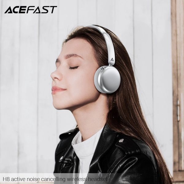 Бездротові накладні навушники ACEFAST H8 active noise cancelling wireless headset Silver 138393745 фото
