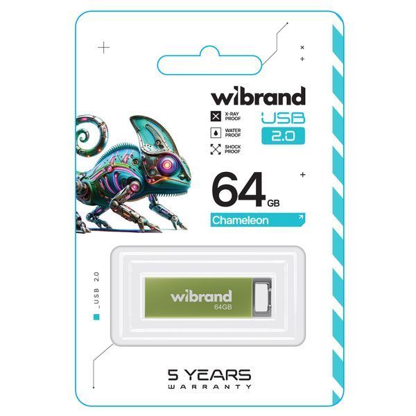 Флеш-накопитель Wibrand USB 2.0 Chameleon 64Gb Light Green 313820370 фото