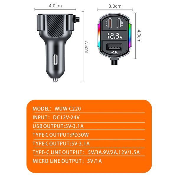 АЗП з FM-модулятором WUW-C220 Black 125777394 фото