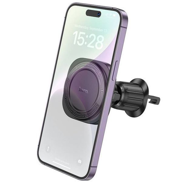 Автотримач для телефона HOCO H28 Rainbow ring magnetic car holder(air outlet) Black 927681219 фото