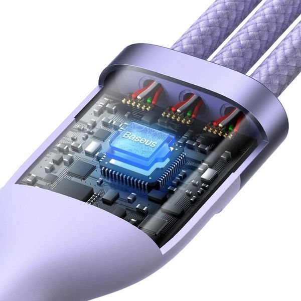 Кабель Baseus Flash Series Ⅱ Two-for-three Charging Cable U+C to M+L+C 100W 1.2m Purple 105968552 фото