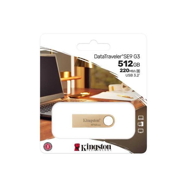Флеш-накопичувач Kingston USB 3.2 SE9 G3 512GB 220MB/s Metal/Gold 391344921 фото