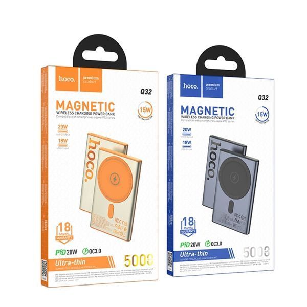 Внешний аккумулятор HOCO Q32 Bird PD20W wireless magnetic power bank(5000mAh) Metal Gray 128686834 фото