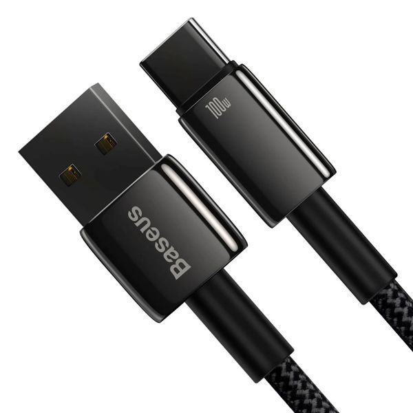 Кабель Baseus Tungsten Gold Fast Charging Data Cable USB to Type-C 100W 1m Black 108243122 фото