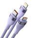 Кабель Baseus Flash Series Ⅱ Two-for-three Charging Cable U+C to M+L+C 100W 1.2m Purple 105968552 фото 3