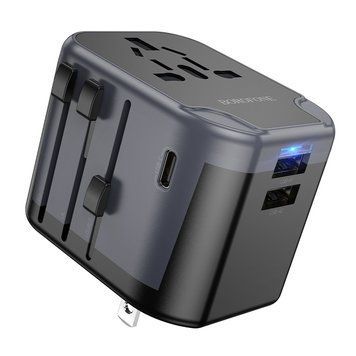 Мережевий зарядний пристрій BOROFONE BAC12 Leader 3-port(1C2A) universal conversion charger Black 240291611 фото