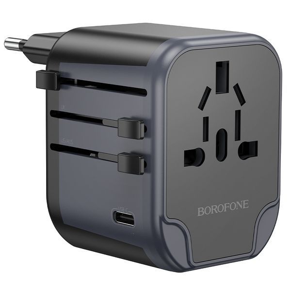 Мережевий зарядний пристрій BOROFONE BAC12 Leader 3-port(1C2A) universal conversion charger Black 240291611 фото