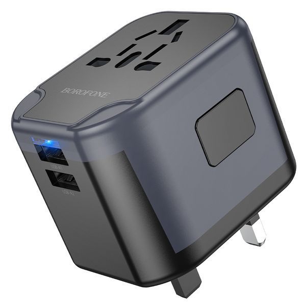 Мережевий зарядний пристрій BOROFONE BAC12 Leader 3-port(1C2A) universal conversion charger Black 240291611 фото