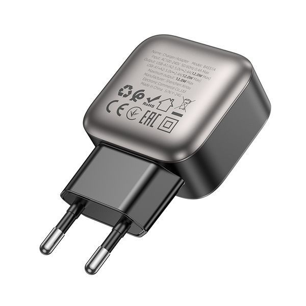 Мережевий зарядний пристрій BOROFONE BAS51A Absolute dual-port charger Black 104892301 фото