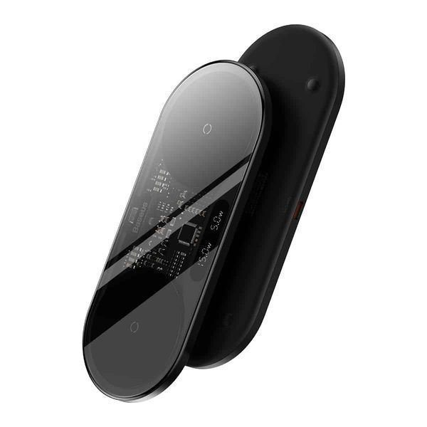 Бездротовий мультизарядний пристрій Baseus Digital LED Display 2in1 Wireless Charger 20W Black Universal version 752201568 фото