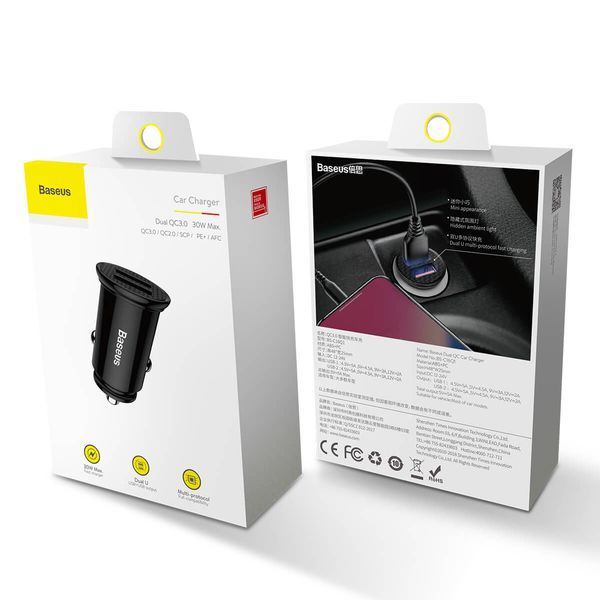 Автомобільний зарядний пристрій Baseus Circular Plastic А+А 30W Black 680537600 фото
