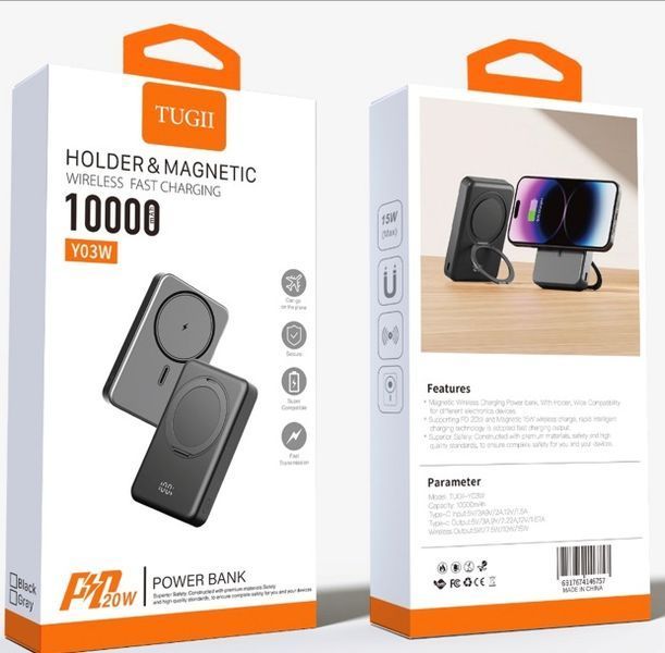 Внешний аккумулятор WUW TUGII-Y03 15W magsafe 10000mAh Black 113092675 фото