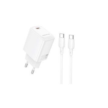 Мережевий зарядний пристрій з кабелем BOROFONE BN26 Fuente single-port PD20W charger set (C to C) (EU) White 288421449 фото