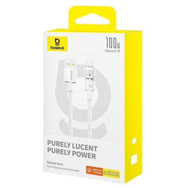 Кабель Baseus Gem Fast-Charging Data Cable USB to USB-C 100W 1m Moon White 108075439 фото