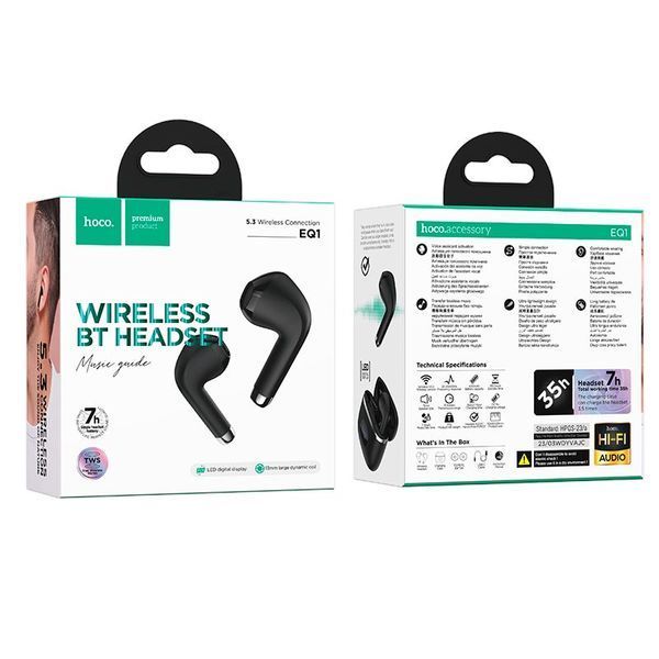 Бездротові навушники HOCO EQ1 Music guide true wireless BT headset Black 976436991 фото