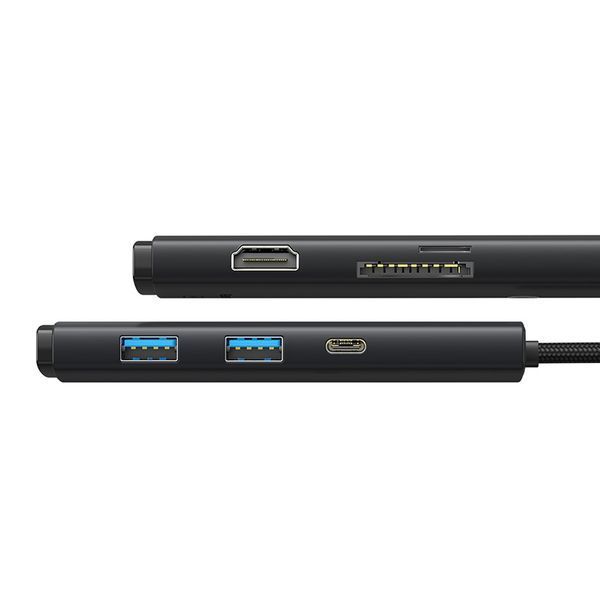 USB-хаб Baseus Lite Series 6-Port Type-C HUB Docking Station (Type-C to HDMI+USB3.0*2+PD+SD/TF) Black 180293495 фото