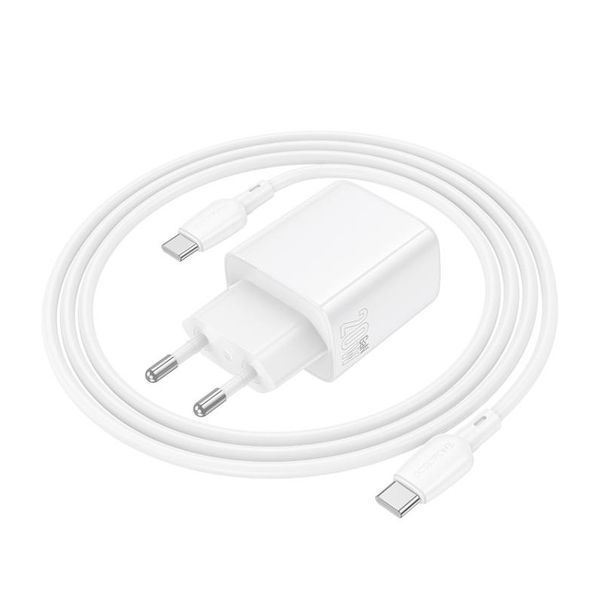 Сетевое зарядное устройство с кабелем BOROFONE BN26 Fuente single-port PD20W charger set (C to C) (EU) White 288421449 фото