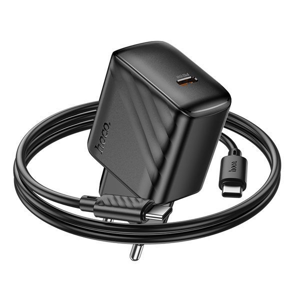 Мережевий зарядний пристрій з кабелем HOCO CS24A Puerto single-port PD25W charger set (C to C)(EU) Black 638449440 фото