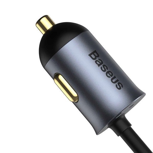 Автомобільний зарядний пристрій Baseus Share Together PPS multi-port Fast charging with extension cord 120W 2U+2C Gray 627521381 фото