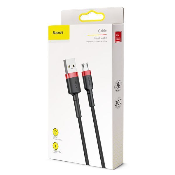Кабель Baseus cafule Cable USB For Micro 2A 3m Red+Black 107353029 фото