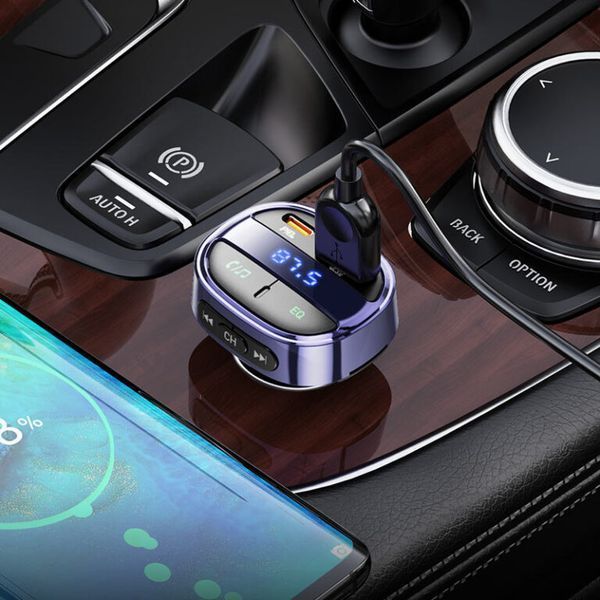 АЗП з FM-модулятором HOCO E70 PD30W+QC3.0 car BT FM transmitter Magic Night 811948788 фото