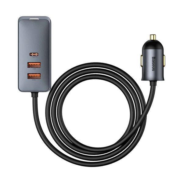 Автомобільний зарядний пристрій Baseus Share Together PPS multi-port Fast charging with extension cord 120W 2U+2C Gray 627521381 фото